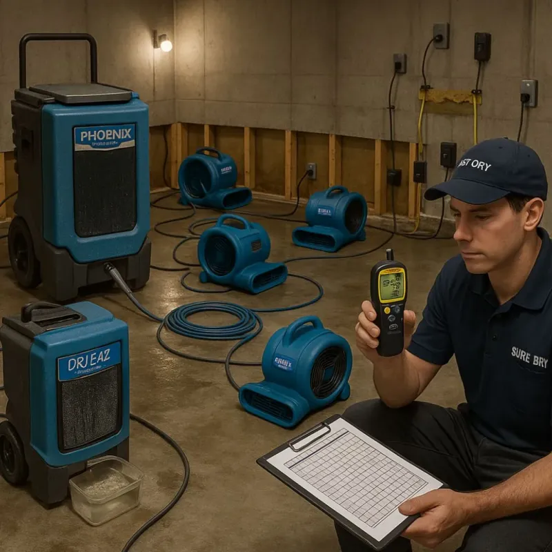 Structural Drying and Dehumidification process in Williston, FL